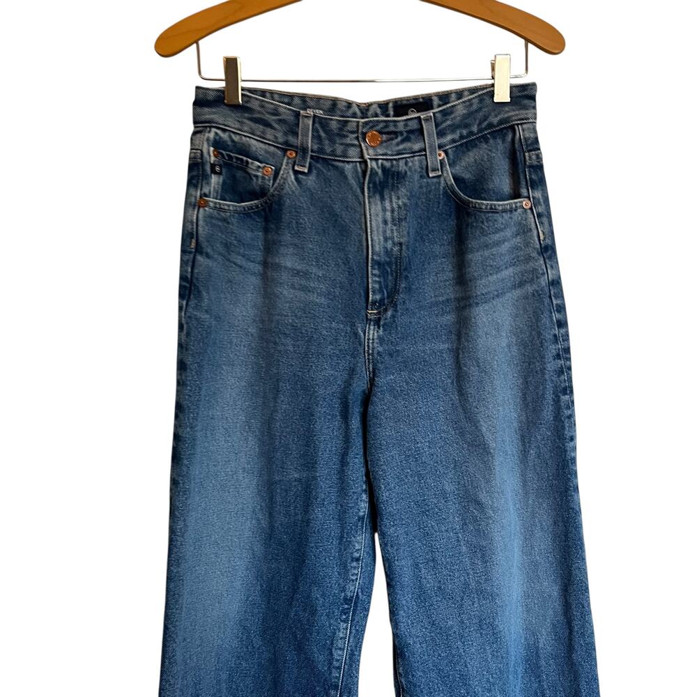 Ag Adriano Goldschmied Deven High Rise Ultra Wide Leg Jeans Blue Denim Size 28R - Picture 9 of 12